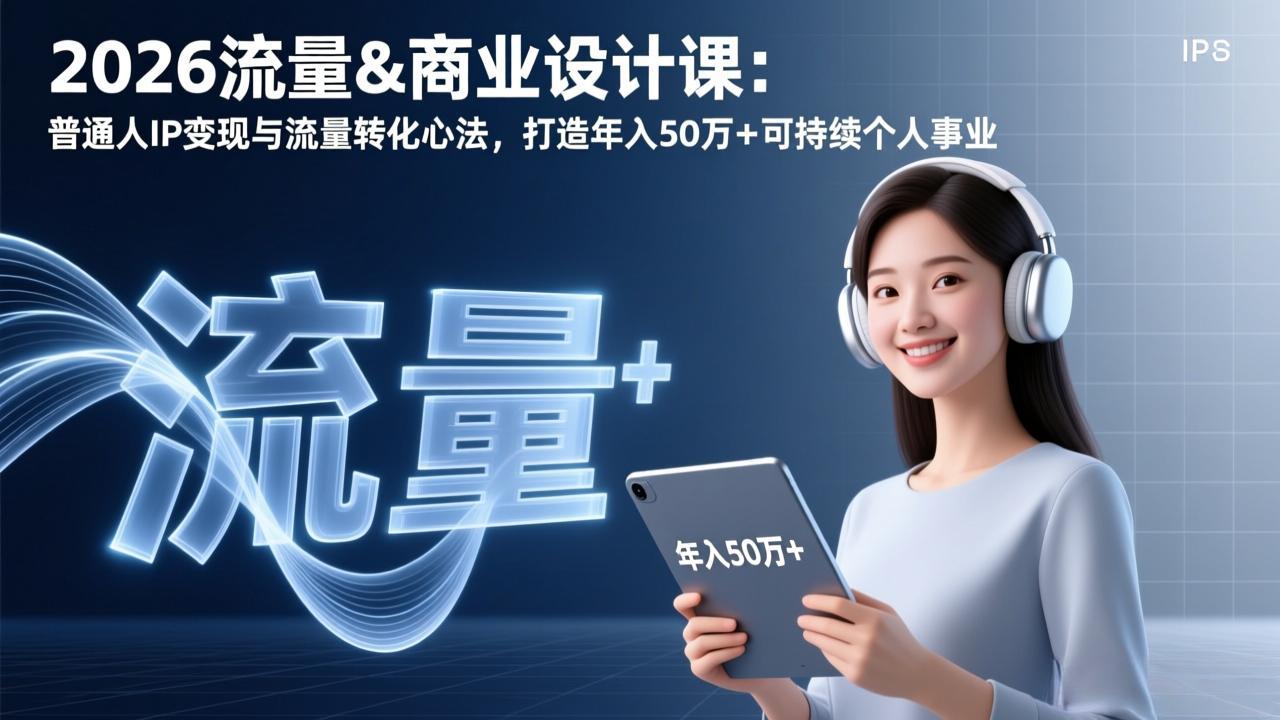 2026流量&商业设计课：普通人IP变现与流量转化心法，打造年入50万+可持续个人事业-52项目站