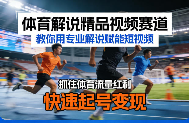 体育解说精品视频赛道，教你用专业解说赋能短视频，抓住体育流量红利，快速起号变现-52项目站