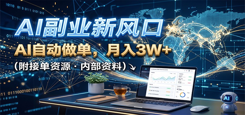 AI副业新风口，AI自动做单，月入3W+，附接单资源-52项目站