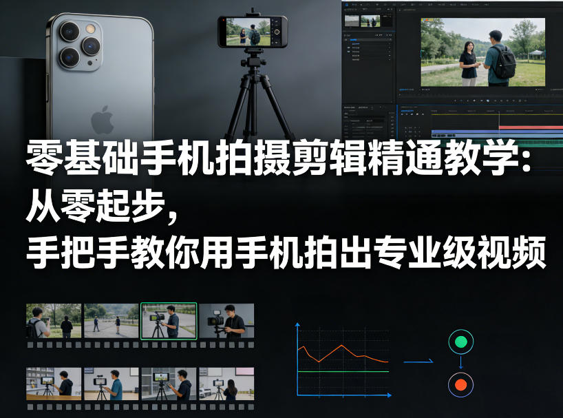 零基础手机拍摄剪辑精通教学：从零起步，手把手教你用手机拍出专业级视频-52项目站