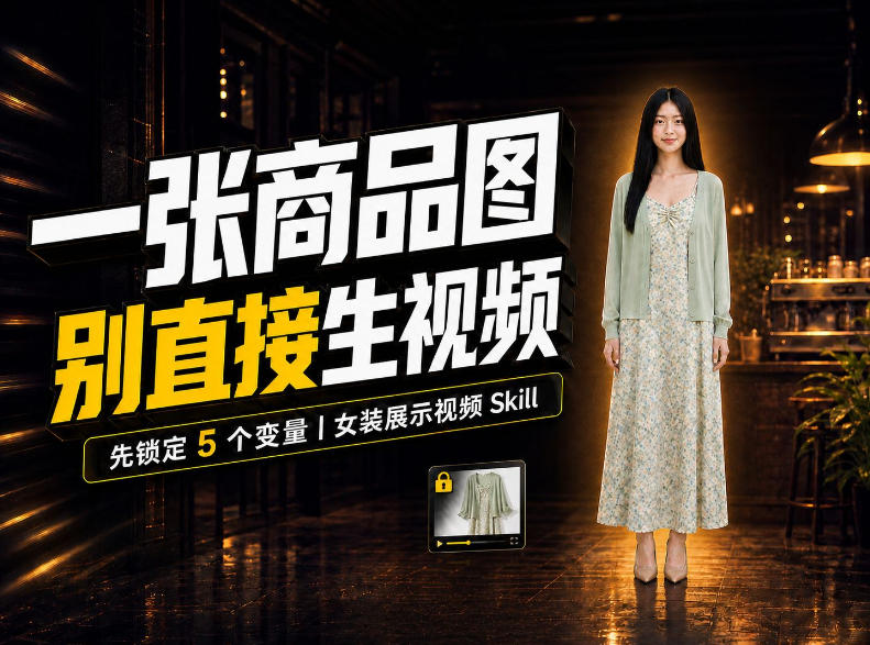 女装AI视频总翻车？问题不在提示词，女装展示视频Skill先锁定5个变量！-52项目站