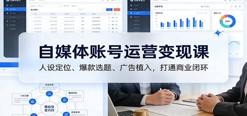 自媒体账号运营变现课:人设定位、爆款选题、广告植入,打通商业闭环-52项目站