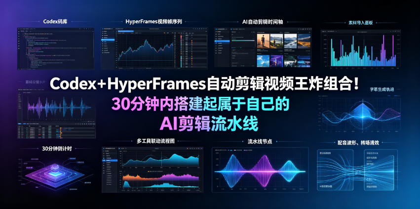 Codex+HyperFrames自动剪辑视频王炸组合!30分钟内搭建起属于自己的AI剪辑流水线(完整版实操教程手册)-52项目站