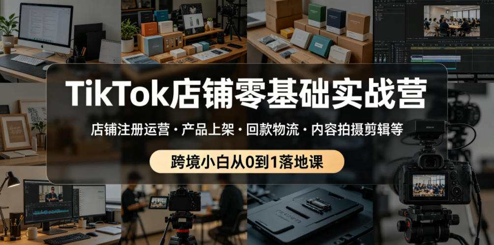 TikTok店铺零基础实战营,店铺注册运营・产品上架・回款物流・内容拍摄剪辑等 ,跨境小白从0到1落地课-52项目站