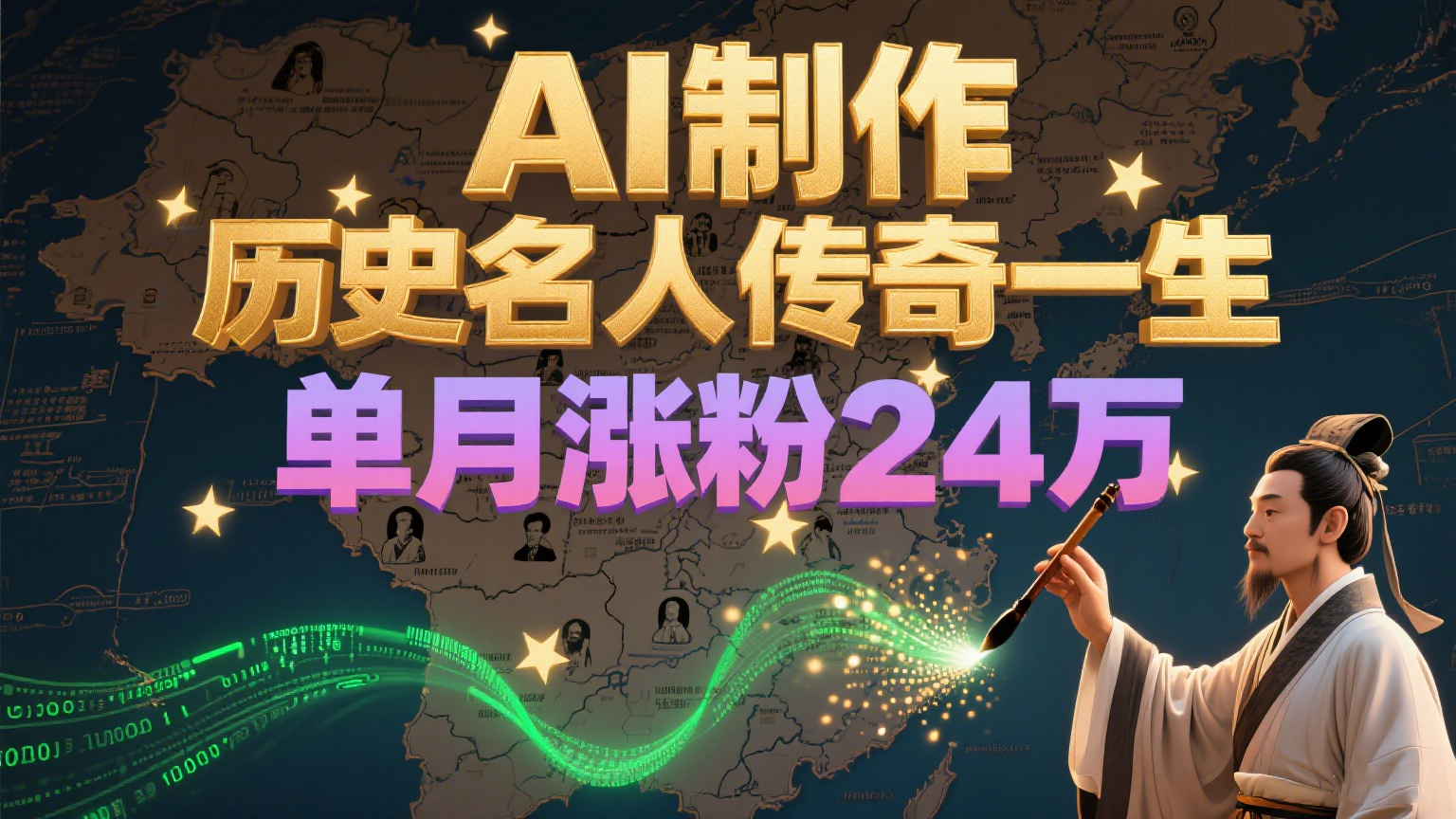 暴力起号！用AI制作历史名人传奇一生，单月涨粉24万，涨粉+变现赛道黑马来了-52项目站