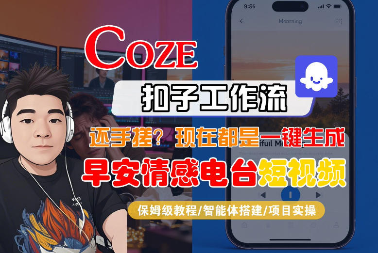 【Coze工作流搭建实操教程】【coze】早安情感电台日签视频还在手动做？用扣子工作流自动生成，省时90%-52项目站