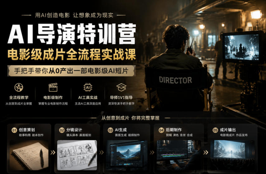 AI导演特训营,电影级成片全流程实战课,手把手带你从0产出一部电影级AI短片-52项目站
