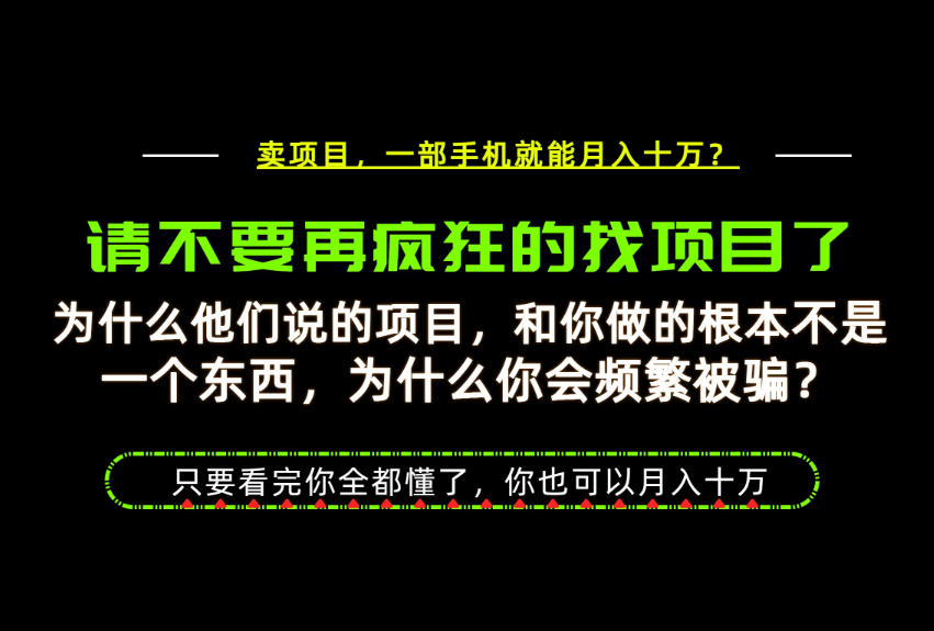 为什么做项目的人大多都是炮灰？为什么只有卖项目才能稳？看完你也可以月入10W+【揭秘】-52项目站