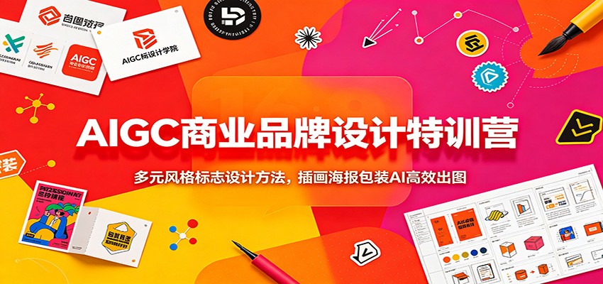 AIGC商业品牌设计特训营：多元风格标志设计方法，插画海报包装AI高效出图-52项目站
