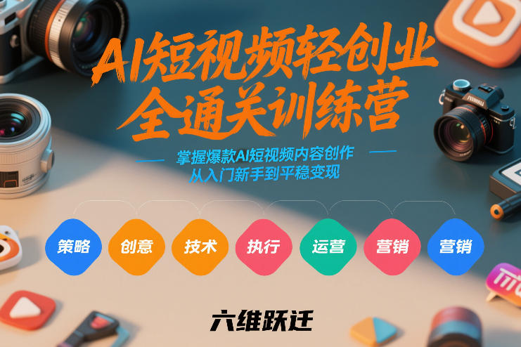 AI短视频轻创业全通关训练营，掌握爆款AI短视频内容创作，从入门新手到平稳变现的六维跃迁-52项目站