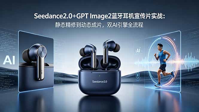 Seedance2.0+GPT Image2蓝牙耳机宣传片实战：静态精修到动态成片，双AI引擎全流程-52项目站