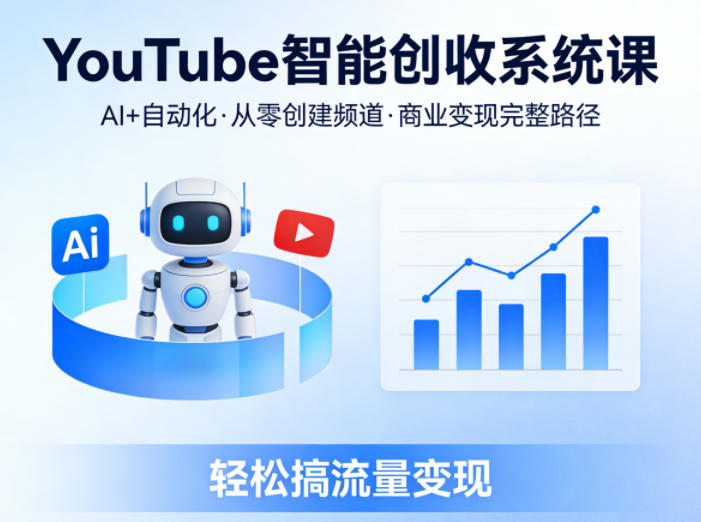 YouTube智能创收系统课,AI+自动化,从零创建YouTube频道并实现商业变现的完整路径,轻松搞流量变现-52项目站