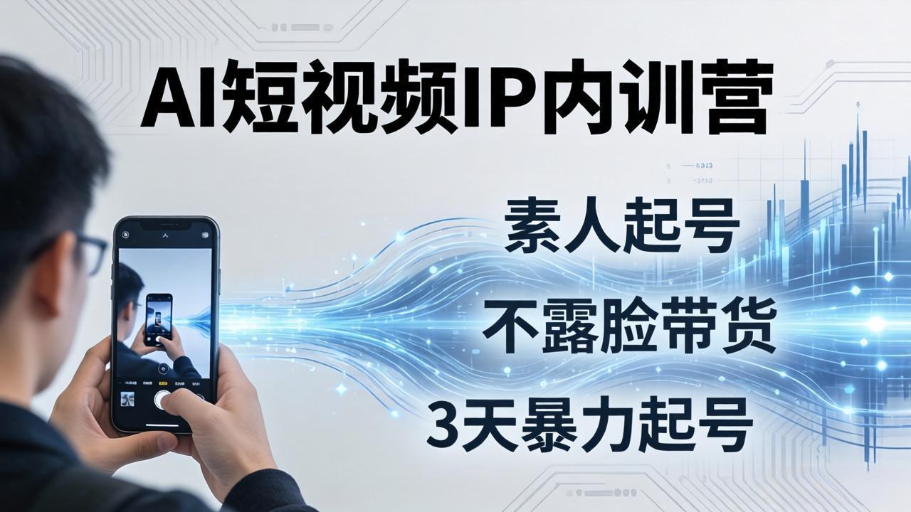 2026AI短视频IP内训营：从素人起号到不露脸带货，3天暴力起号全流程拆解-52项目站