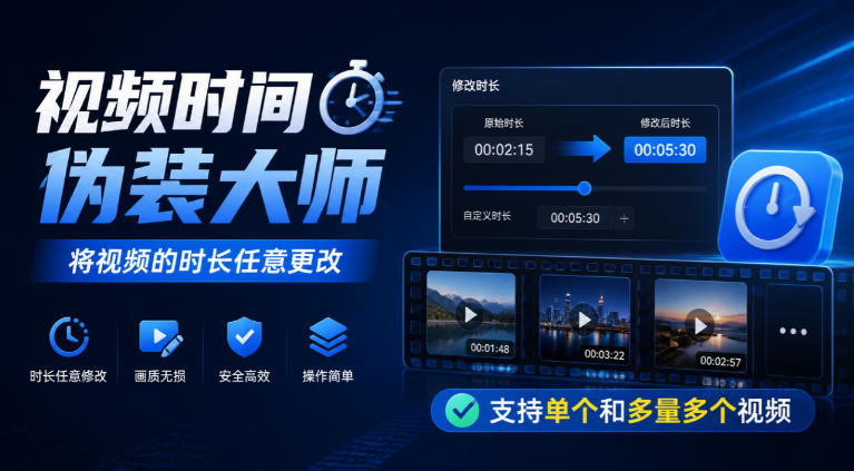 视频时间伪装大师，将视频的时长任意更改，支持单个和多量多个视频-52项目站