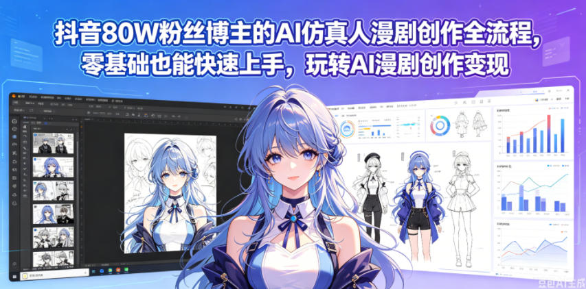 抖音80W粉丝博主的AI仿真人漫剧创作全流程,零基础也能快速上手,玩转AI漫剧创作变现-52项目站