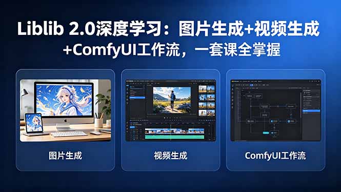 Liblib 2.0深度学习：图片生成+视频生成+ComfyUI工作流，一套课全掌握-52项目站