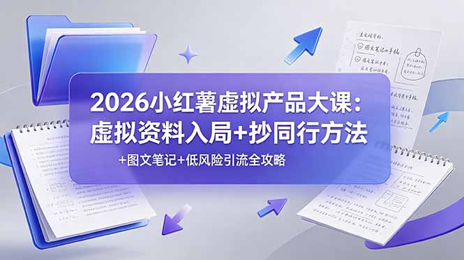 2026小红薯虚拟产品大课：虚拟资料入局+抄同行方法+图文笔记+低风险引流全攻略-52项目站