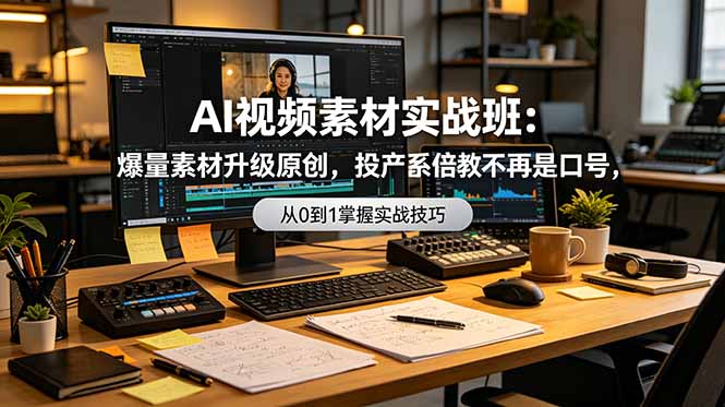 AI视频素材实战班：爆量素材升级原创，投产翻倍不再是口号，0-1系统教学实战落地-52项目站
