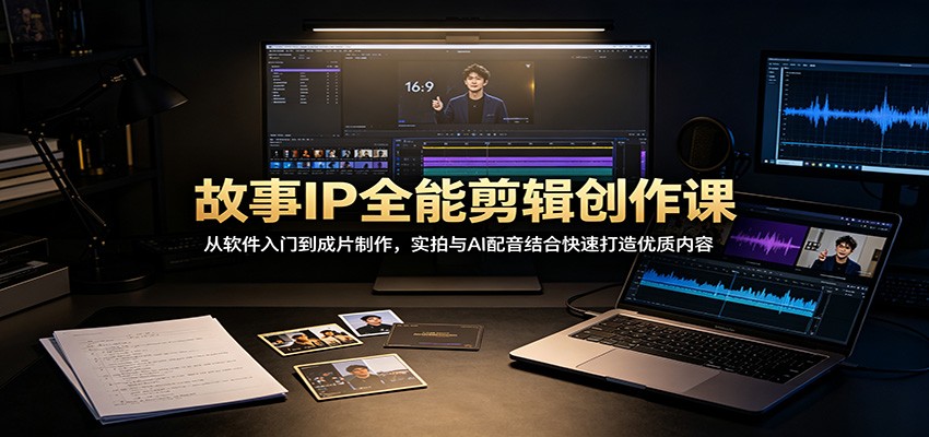 故事IP全能剪辑创作课：从软件入门到成片制作，实拍与AI配音结合快速打造优质内容-52项目站