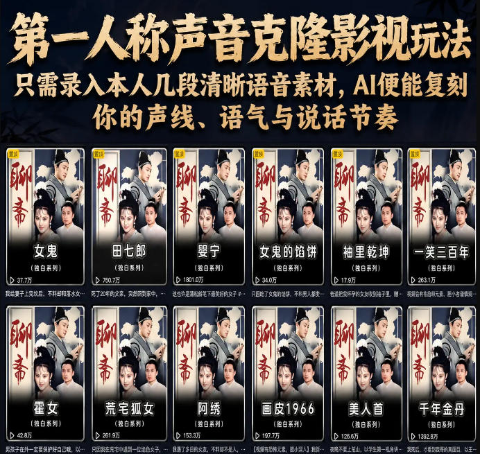 第一人称声音克隆影视玩法,只需录入本人几段清晰语音素材,AI便能复刻你的声线、语气与说话节奏-52项目站