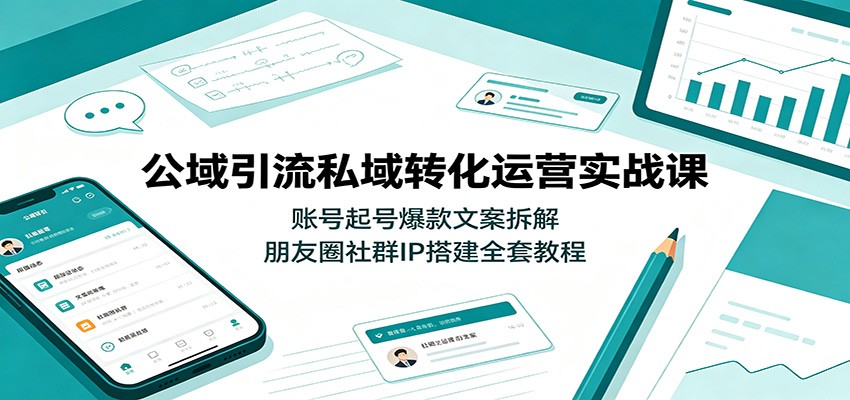 公域引流私域转化运营实战课：账号起号爆款文案拆解，朋友圈社群IP搭建全套教程-52项目站