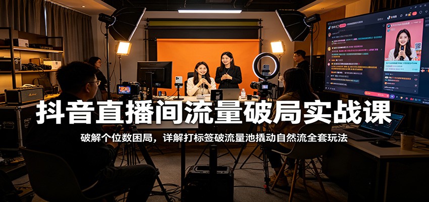 抖音直播间流量破局实战课：破解个位数困局，详解打标签破流量池撬动自然流全套玩法-52项目站