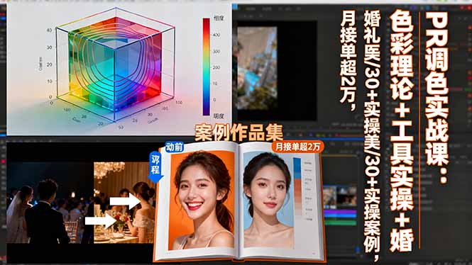 PR调色实战课：色彩理论+工具实操+婚礼医美/30+实操案例，月接单超2万-52项目站