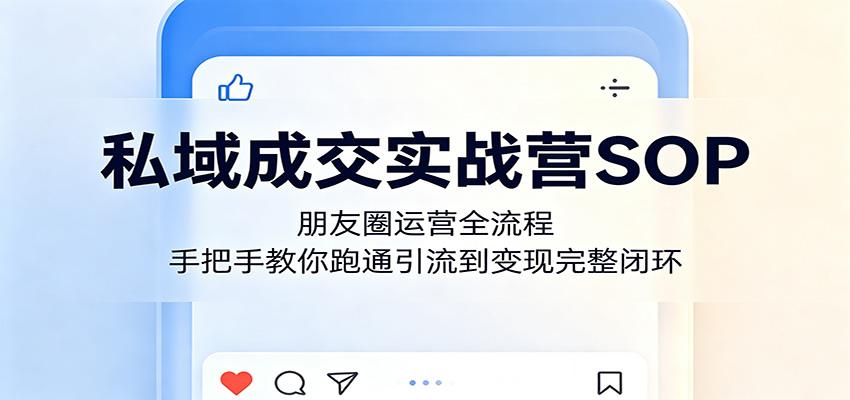 私域成交实战营SOP：朋友圈运营全流程，手把手教你跑通引流到变现完整闭环-52项目站