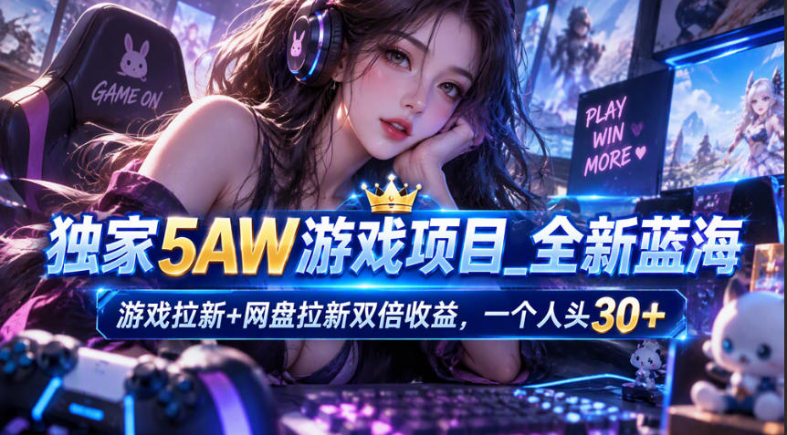 独家5AW游戏蓝海项目_游戏拉新+网盘拉新双倍收益，拉新一个30米-52项目站