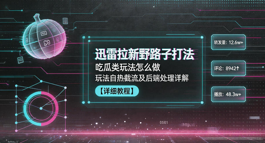 迅雷拉新野路子打法,吃瓜类玩法怎么做,玩法自热截流及后端处理详解-52项目站