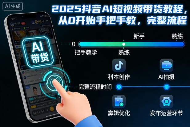 2025抖音AI短视频带货教程，从0开始手把手教，完整流程-52项目站