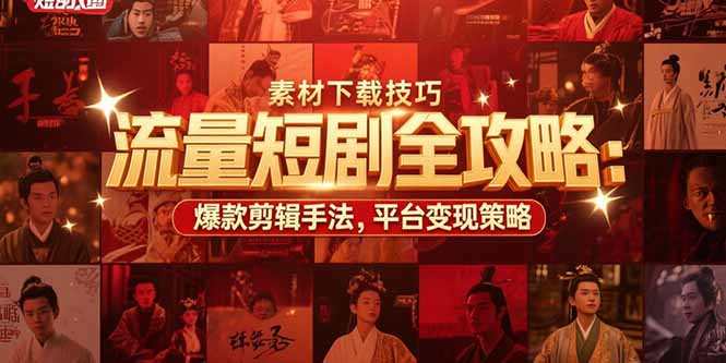 流量短剧全攻略：素材下载技巧，爆款剪辑手法，平台变现策略-52项目站