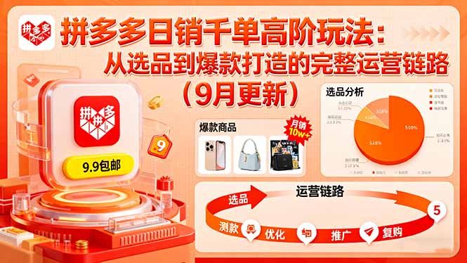 拼多多日销千单高阶玩法：从选品到爆款打造的完整运营链路(9月更新-52项目站