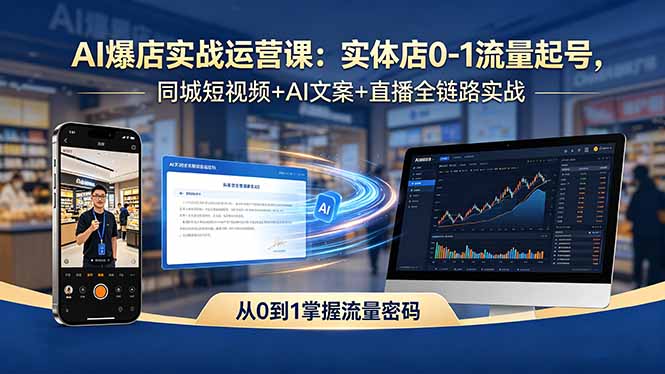 AI爆店实战运营课：实体店0-1流量起号，同城短视频+AI文案+直播全链路实战-52项目站