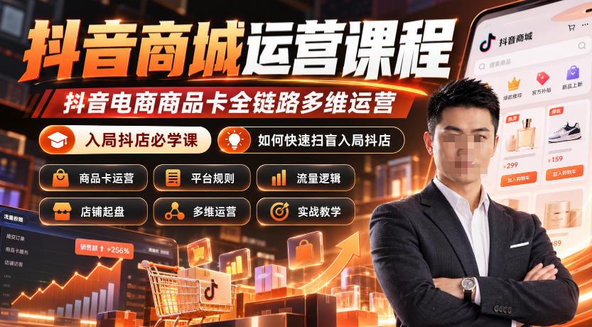 抖音商城运营课程,抖音电商商品卡全链路多维运营,入局抖店必学课, 如何快速扫盲入局抖店(更新1017)-52项目站