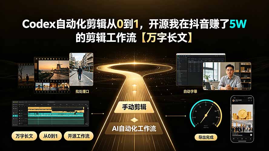Codex自动化剪辑从0到1，开源我在抖音赚了5W 的剪辑工作流【万字长文】-52项目站