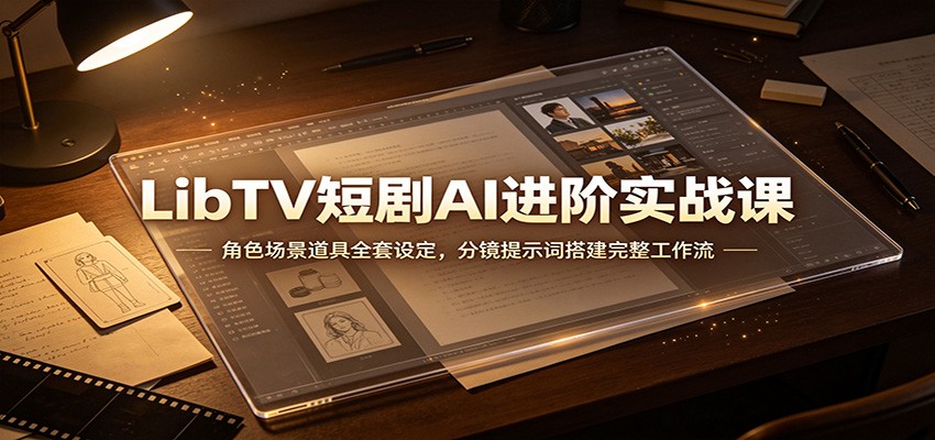 LibTV短剧AI进阶实战课：角色场景道具全套设定，分镜提示词搭建完整工作流-52项目站