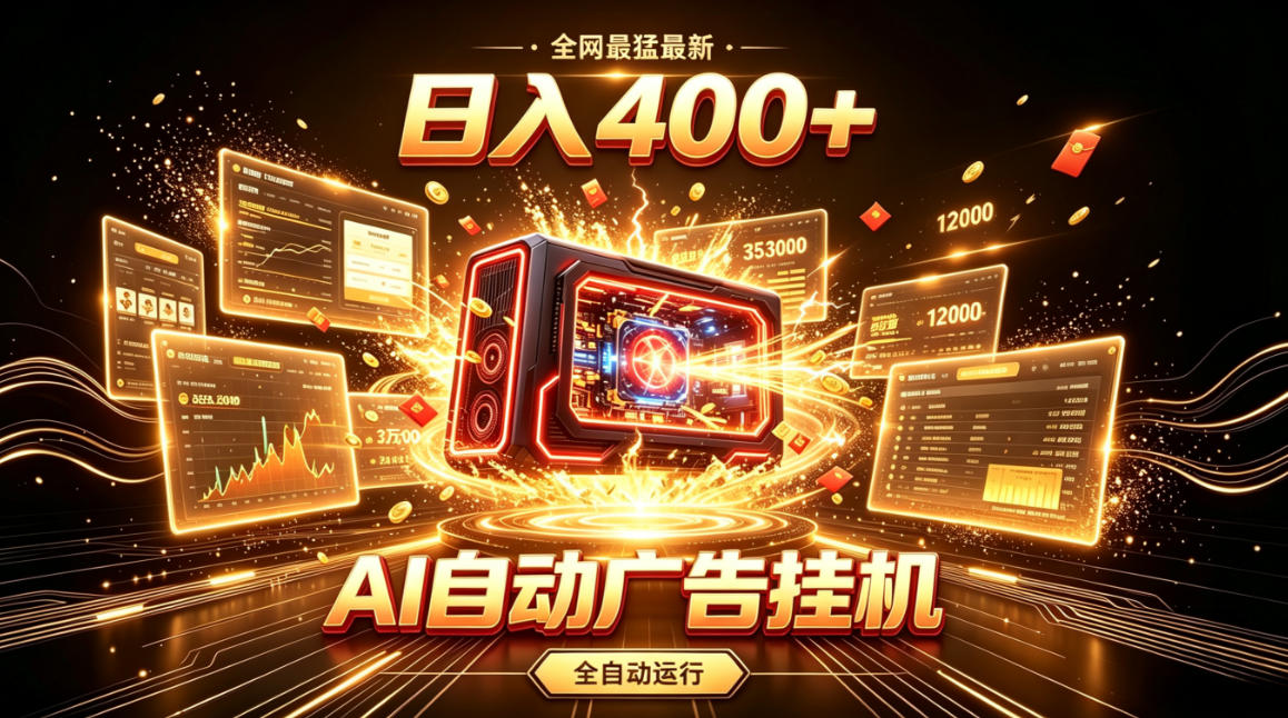 全网最猛最新的AI自动广告挂G，狠收益日入400+，真正做到躺賺式变现【揭秘】-52项目站