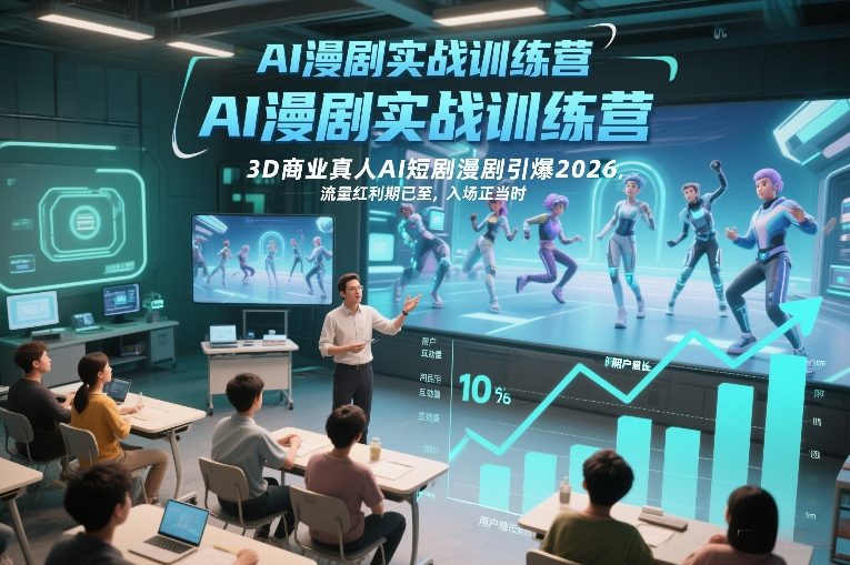 AI漫剧实战训练营，3D商业真人AI短剧漫剧引爆2026，流量红利期已至，入场正当时-52项目站