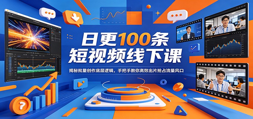 日更100条短视频线下课：揭秘批量创作底层逻辑，手把手教你高效出片抢占流量风口-52项目站