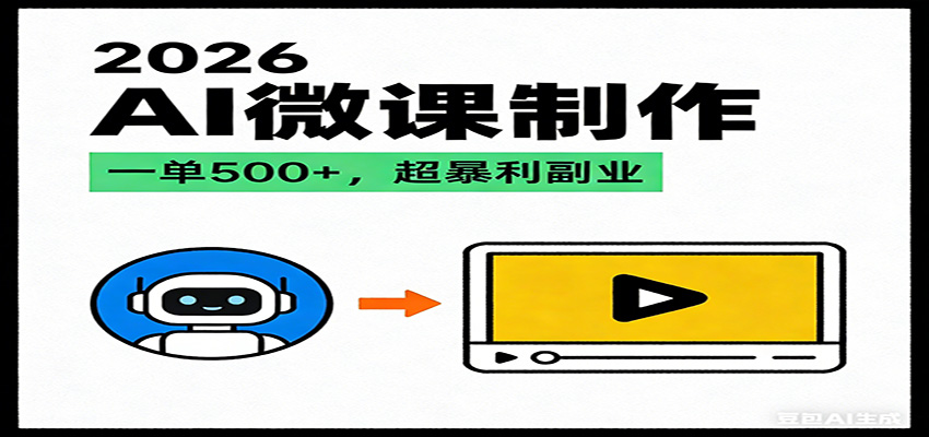2026AI 风口最稳副业：微课代写制作，一单 500+，人人可做的蓝海项目-52项目站