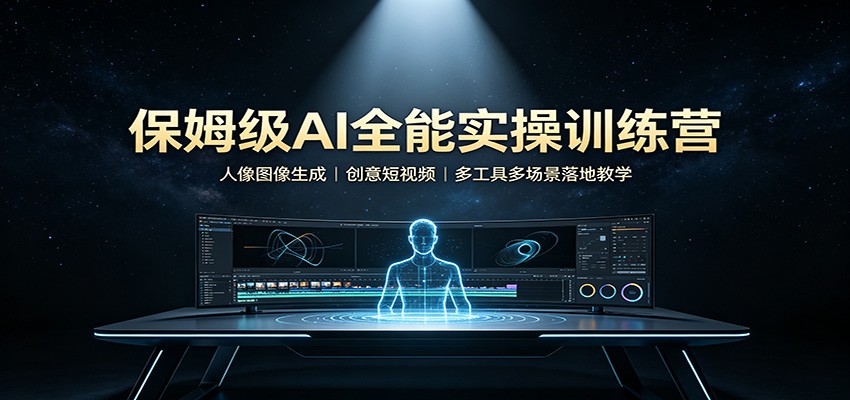 保姆级AI全能实操训练营：人像图像生成，创意短视频，多工具多场景落地教学-52项目站