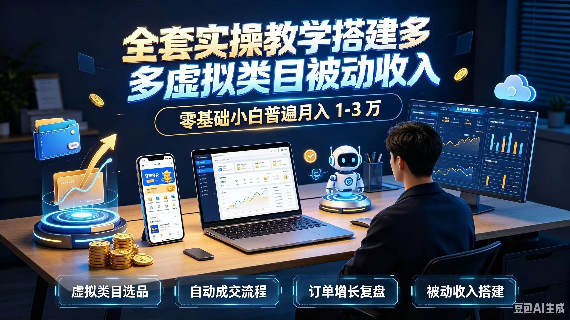 全套实操教学搭建多多虚拟类目被动收入，零基础小白普遍月入 1-3 万-52项目站