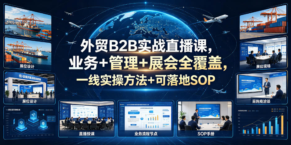 外贸B2B实战直播课,业务+管理+展会全覆盖,一线实操方法+可落地SOP-52项目站
