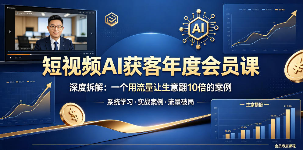 短视频AI获客年度会员课,深度拆解,一个用流量让生意翻10倍的案例-52项目站