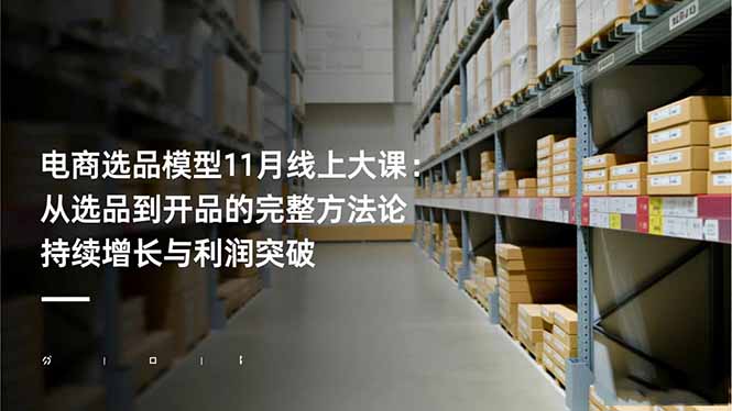电商选品模型11月线上大课：从选品到开品的完整方法论 持续增长与利润突破-52项目站