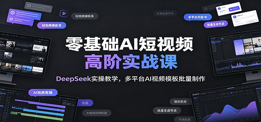 零基础AI短视频高阶实战课：DeepSeek实操教学，多平台AI视频模板批量制作-52项目站