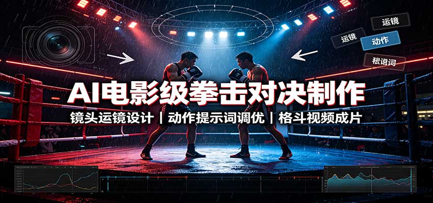 AI电影级拳击对决制作：镜头运镜设计，动作提示词调优，格斗视频成片-52项目站