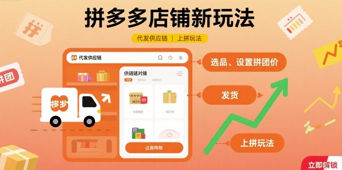 拼多多店铺新玩法,代发供应链上拼玩法-52项目站