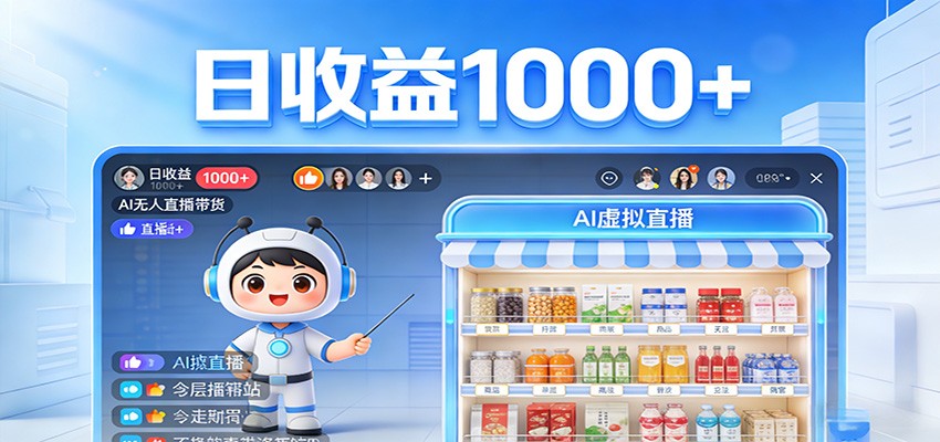 不用露脸不用说话，24小时自动卖货赚钱，全天自动直播，收益看得见-52项目站